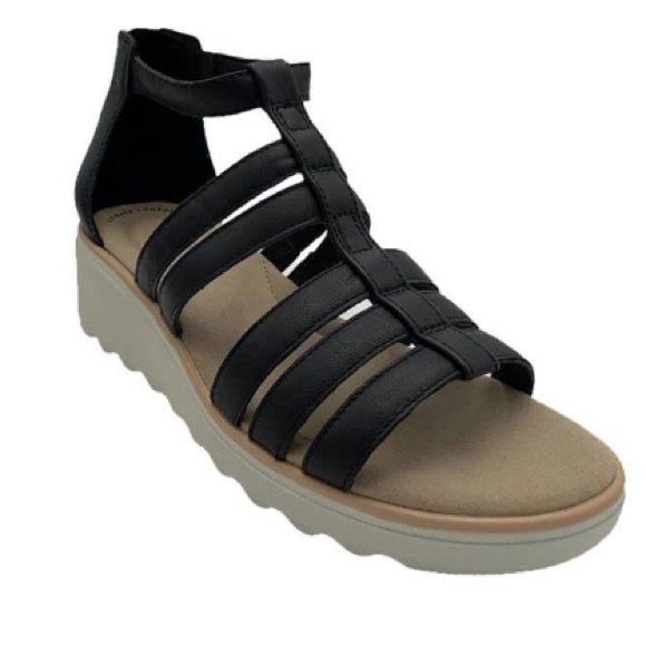 Clark’s Jillian Sandals. Black Leather Gladiator Style Size 10 M. Nib